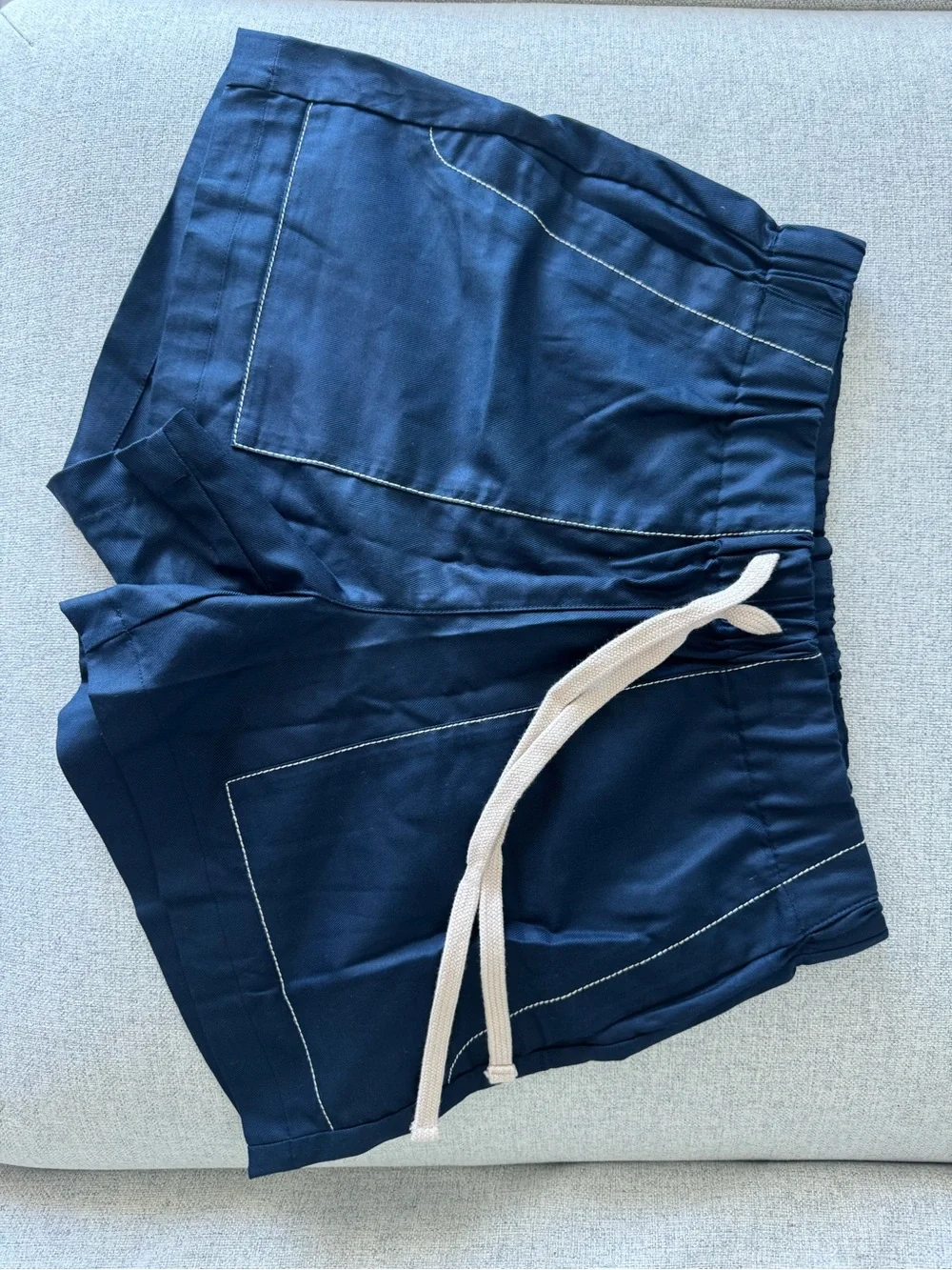 Matching Set - Navy shorts & tank top set with white stitching - BR